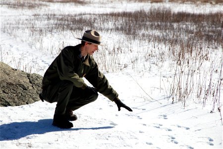 Ranger Karl Spots Tracks in the Snow photo