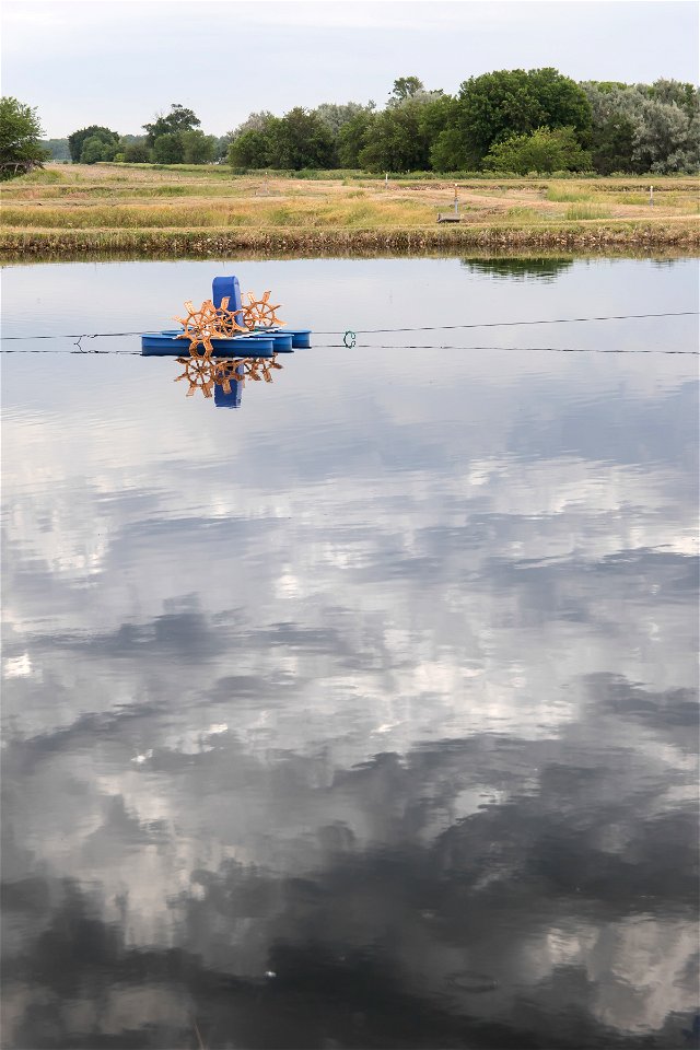 Aerating a Pond at Gavins Point National Fish Hatchery