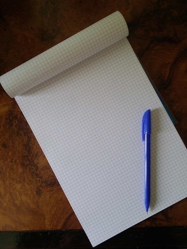 Work blue pen notebook