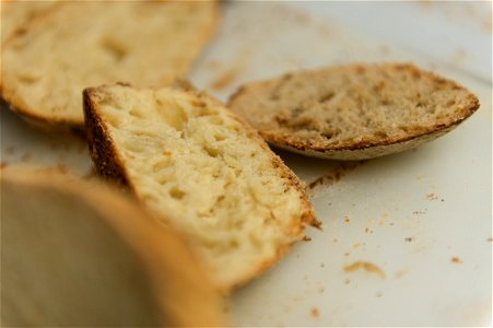 Slices of freshly baked sourdough bread photo