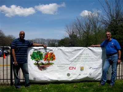 Tom Melius and Kevin Davis at Community Planting Sign photo