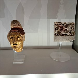 Golden Head of Mithra S Stefano Rotondo from 180 AD Baths of Diocletian Rome Italy