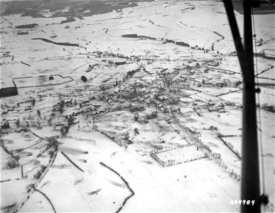 SC 329984 - Aerial view of Ambleve, Belgium, still occupied by the German troops, after heavy Allied shelling. 23 January, 1945. photo