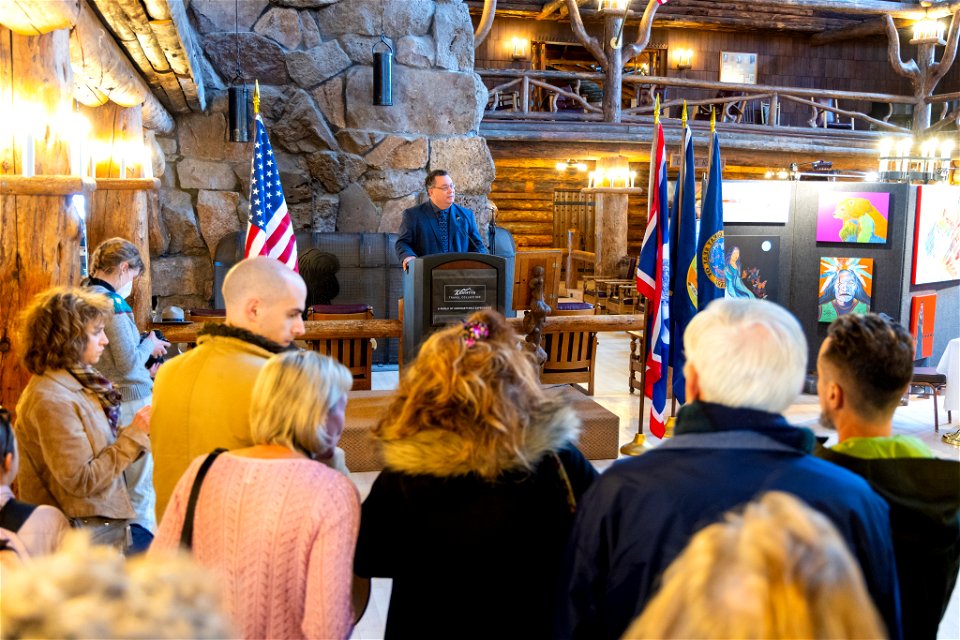 Yellowstone National Park Lodges 150 Years of Inspiration Event: Mike Keller, Xanterra General Manager, adresses the audience
