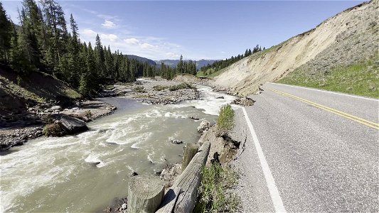 Yellowstone flood event 2022: Northeast Entrance Road washouts near Trout Lake Trailhead (6)