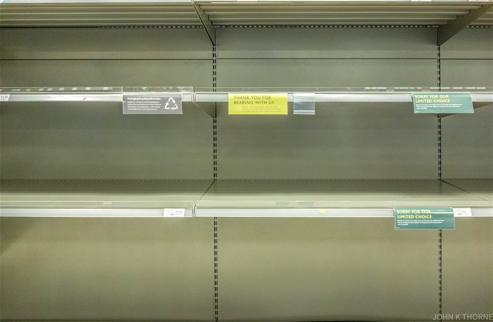 Empty shelves at the supermarket.