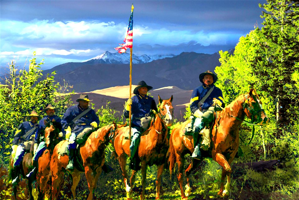 Buffalo Soldiers on Horseback, Mosca Pass Trail