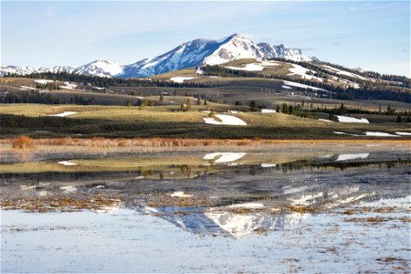 Electric Peak reflected in Swan Lake photo