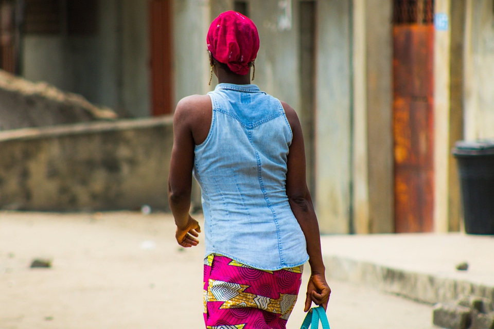 Woman walking back view