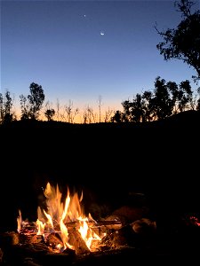 Crescent moon and Venus over the Finke River camp