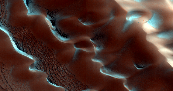 Frost-Covered Dunes in a Crater photo