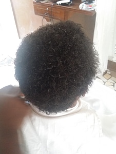 Hairdresser hair straightening