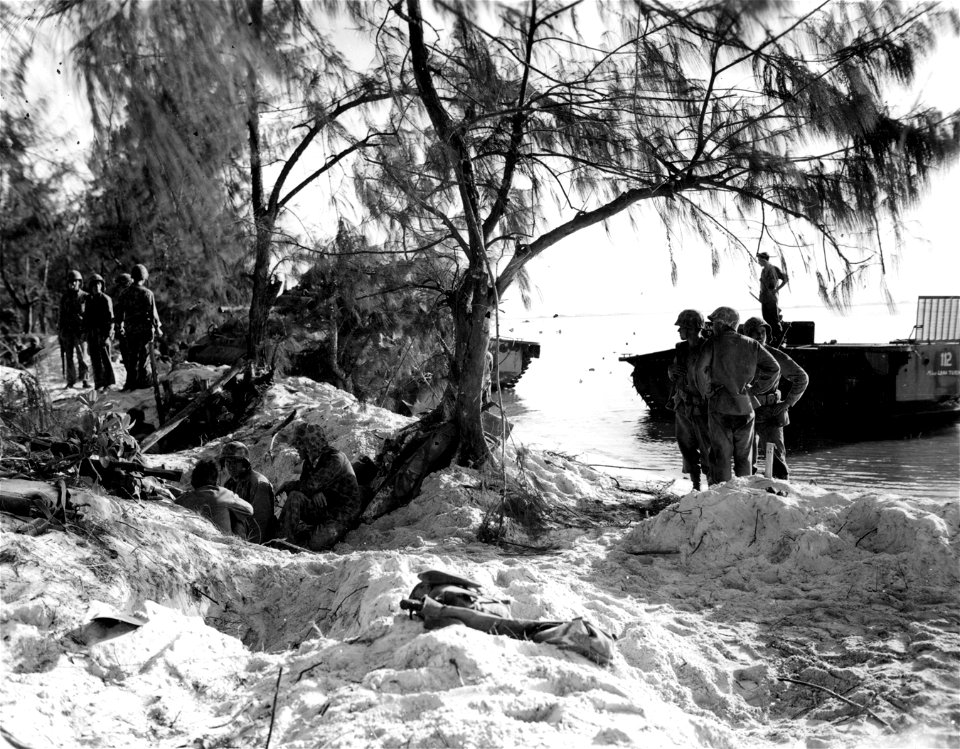 Marines dug in along Green Beach 2.