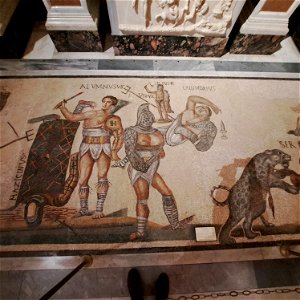 Gladiator Mosaic Villa Borghese Gallary Rome Italy