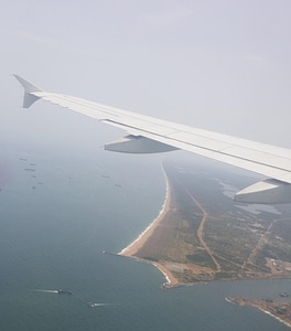 Plane wing sky view photo