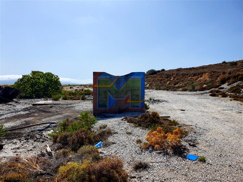 Urbex Limnos with graffiti Merlin