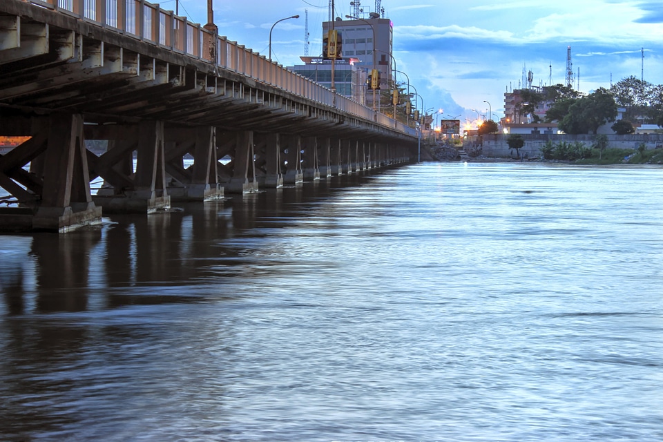 Cotonou bridge blue hour