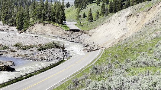 Yellowstone flood event 2022: Northeast Entrance Road washouts near Trout Lake Trailhead (3)