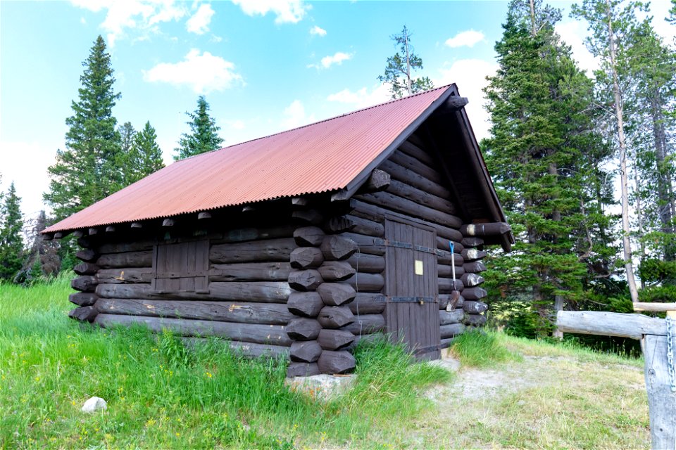 Heart Lake Patrol Cabin: barn southwest view