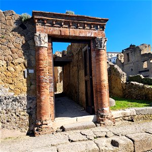 House with large Portal Herculaneum Italy photo