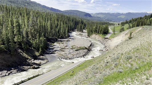 Yellowstone flood event 2022: Northeast Entrance Road washouts near Trout Lake Trailhead (8) photo