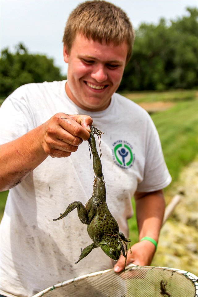 Student with a Bullfrog