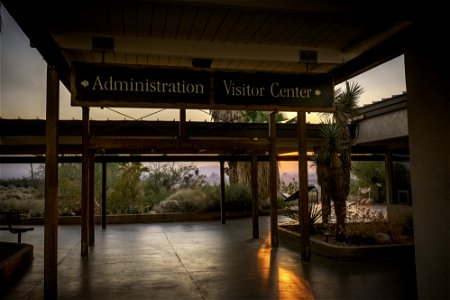 Oasis Visitor Center at sunset photo