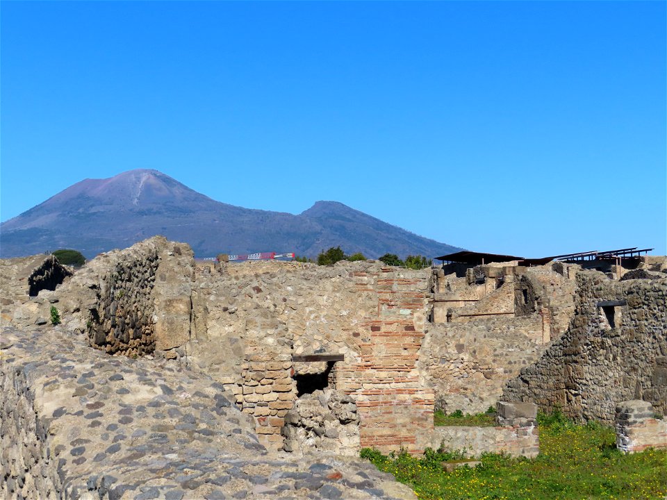 View from Grand Theater Ruins Pompeii Italy