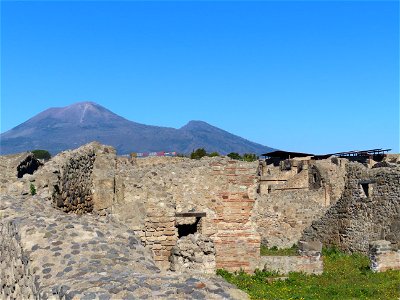 View from Grand Theater Ruins Pompeii Italy