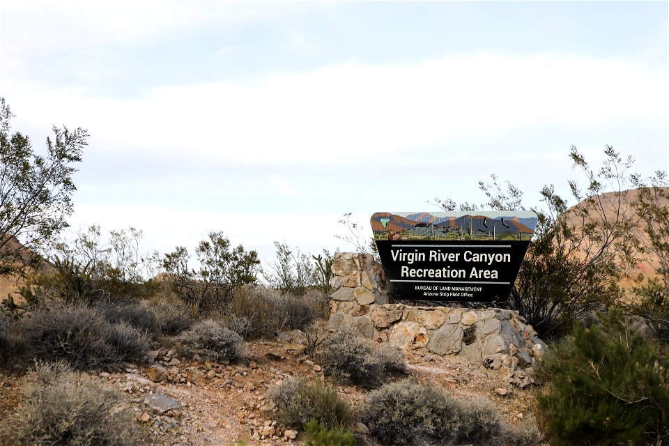 MAY 18 Sign in the Virgin River Canyon Recreation Area