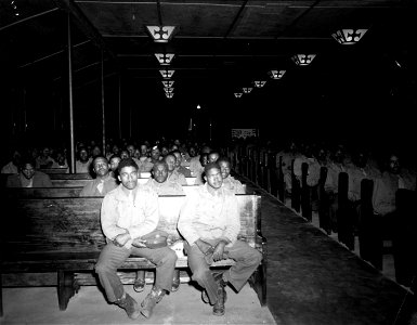 SC 364367 - The post chapel has large crowd of colored troops in afternoon of Bishop Gregg sermon. 22 December, 1943. photo