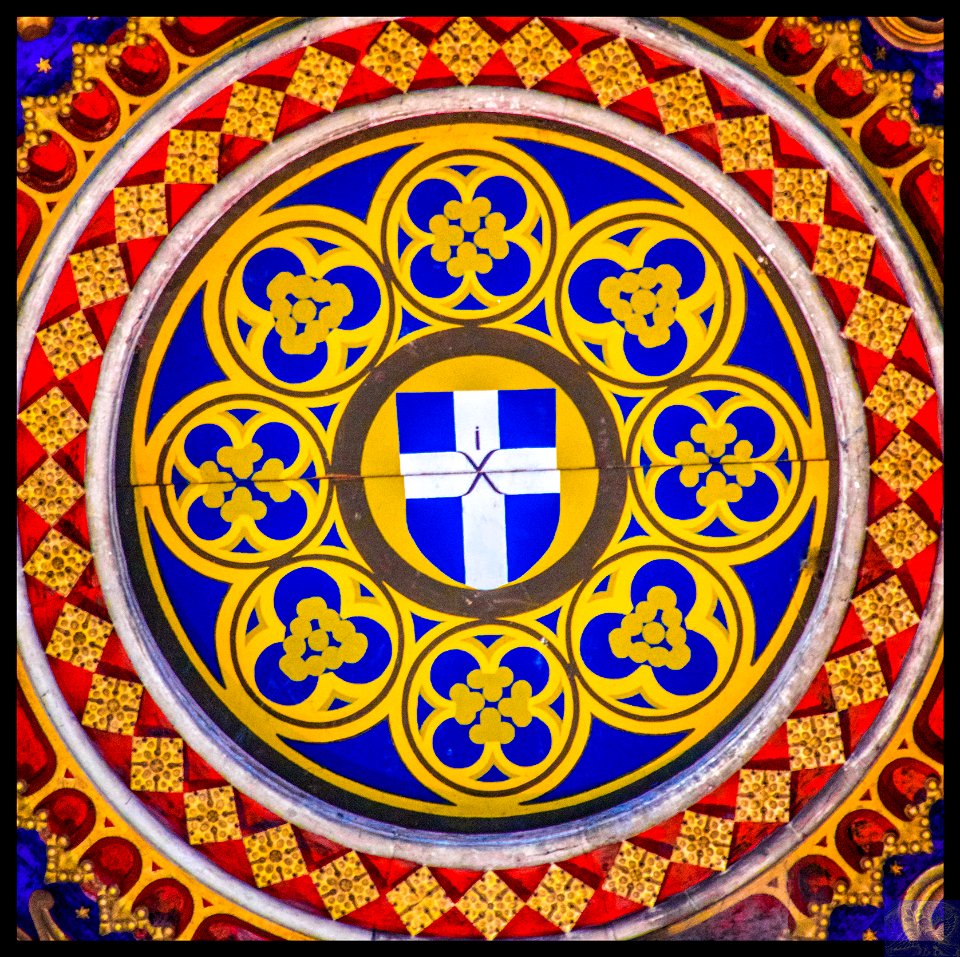 Zoomed in on the top of the tower Canterbury Cathedral. The top is secret door.