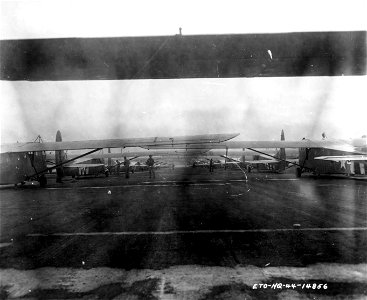 SC 195697 - Just before the take-off for Holland, where they landed Sunday afternoon, 17 September, 1944, these gliders are lined up at an airport somewhere in England. 17 September, 1944.