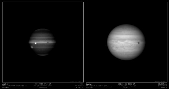 Jupiter 28.06.2021 CH4 (01:14 UT) & IR (01:30 UT) photo