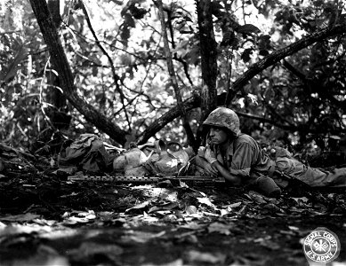 SC 364560 - Marines on patrol in jungle on 1st day on Cape Gloucester, New Britain. photo