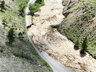 Yellowstone flood event 2022: North Entrance Road, Gardiner to Mammoth (3) photo