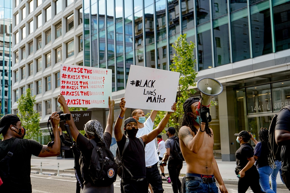 Protesters protest civil unrest photo