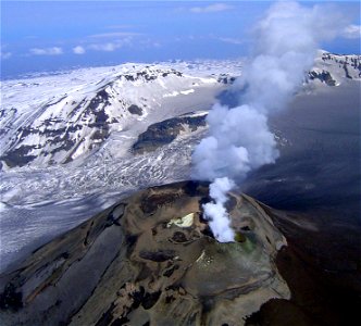 Mt. Veniaminof's smoking crater photo
