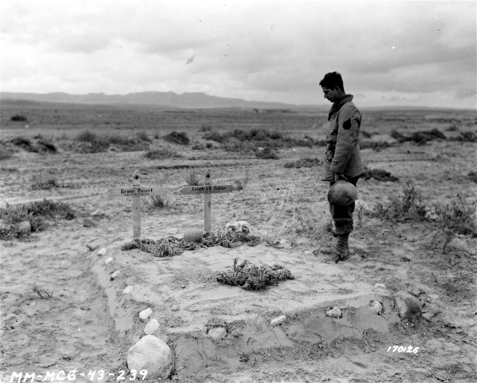 SC 170126 - Graves of two German soldiers killed during the American advance in Tunisia.