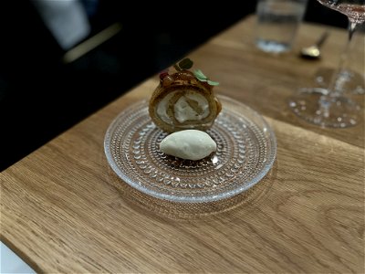 Apple Roll Cake, Apple Butter, Puffed Grains, Cheese Ice Cream photo