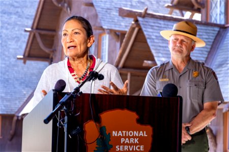 Yellowstone flood event 2022: Secretary Haaland speaks at a press availability (3) photo