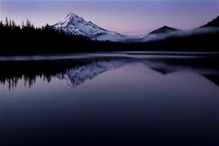 Purple twilight on Lost lake, Oregon photo