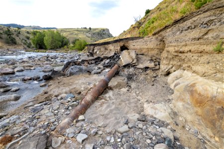 Yellowstone flood event 2022: Road washout near Rescue Treek Trailhead August 2, 2022 (3) photo