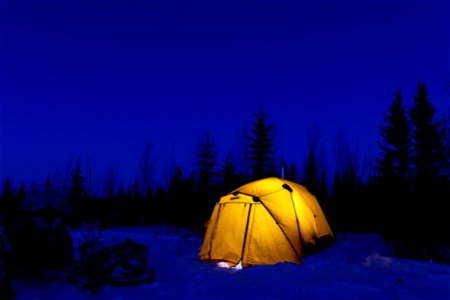 Arctic camping in the snow. photo