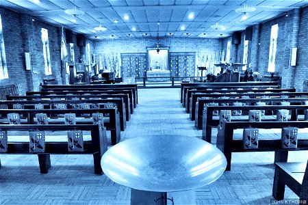 RAF Biggin HIll Memorial chapel was built to commemorate airmen lost whilst flying from Biggin Hill in WWII. It was Consecrated 1951 and designed by architect W Wylton Todd ARIBA.