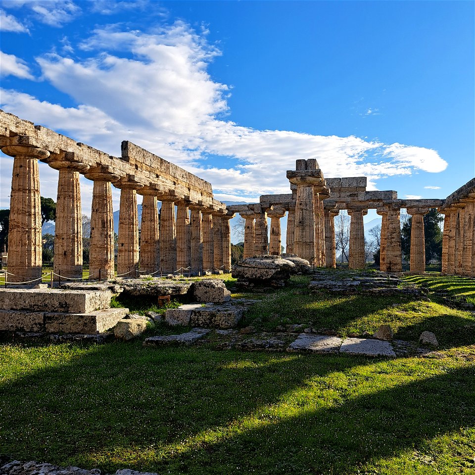 Inside Archaic Temple Paestum Italy