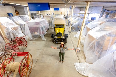 Miriam Watson, Museum Curator, with historic vehicle collection (2)