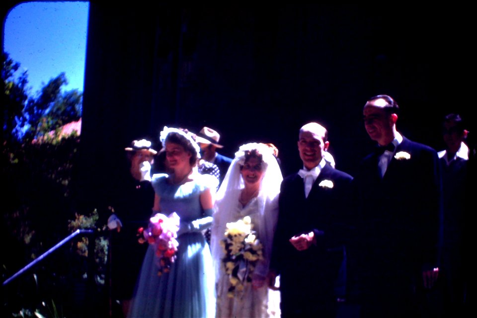 1940s Kodachrome titled "Pelusi Wedding 6-5-48.