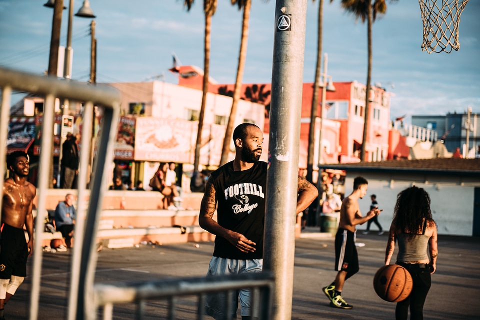 Man playing basketball