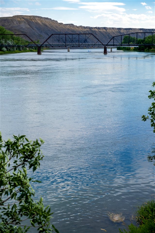 Missouri River behind the Missouri Breaks Interpretive Center, Fort Benton, MT photo